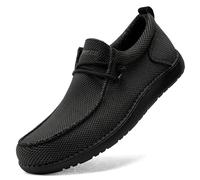 1TAZERO Men's Wide Width Walking Loafers, Black, 12 UK Wide