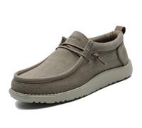 1TAZERO Wide-Shoes for Men-Slip on Walking-Loafers Casual-Shoes - Wide Width Comfortable Orthopedic Shoes for Men with Arch Support for Plantar Fasciitis, Khaki-canvas, 9 Wide