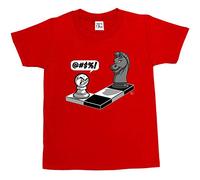 1Tee Boys Angry Pawn Chess Piece T-Shirt Red 12-14 Years