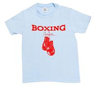 1Tee Boys Boxing Champion with Vintage Boxing Gloves T-Shirt Light Blue 9-11 Years