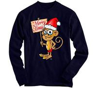 1Tee Boys Christmas Cheeky Monkey with Santa Hat Sweatshirt Jumper Navy Blue 9-11 Years