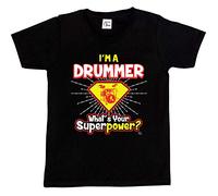 1Tee Boys I'm a Drummer What's Your Superpower T-Shirt Black 9-11 Years