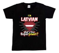 1Tee Boys I'm Latvian What's Your Superpower T-Shirt Black 3-4 Years