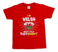 1Tee Boys I'm Welsh What's Your Superpower T-Shirt Red 9-11 Years