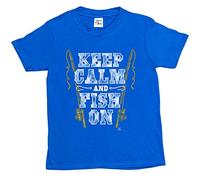 1Tee Boys Keep Calm and Fish On T-Shirt Royal Blue 9-11 Years