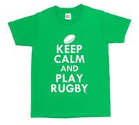 1Tee Boys Keep Calm and Play Rugby T-Shirt Green 7-8 Years
