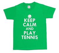 1Tee Boys Keep Calm and Play Tennis T-Shirt Green 7-8 Years