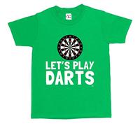 1Tee Boys Let's Play Darts Dartboard T-Shirt Green 9-11 Years