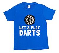 1Tee Boys Let's Play Darts Dartboard T-Shirt Royal Blue 3-4 Years