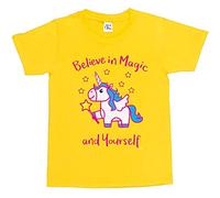 1Tee Girls Believe in Magic and Yourself T-Shirt Yellow 9-11 Years