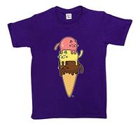 1Tee Girls Cats Stacked on Ice Cream Cone T-Shirt Purple 5-6 Years