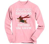 1Tee Girls Daschund Through The Snow Sweatshirt Jumper Baby Pink 9-11 Years