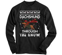 1Tee Girls Daschund Through The Snow Sweatshirt Jumper Black 9-11 Years
