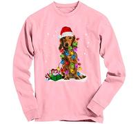 1Tee Girls Dog Covered in Christmas Lights Sweatshirt Jumper Baby Pink 12-14 Years