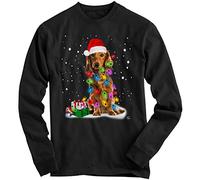 1Tee Girls Dog Covered in Christmas Lights Sweatshirt Jumper Black 9-11 Years