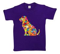 1Tee Girls Dog Silhouette Floral T-Shirt Purple 9-11 Years