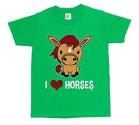 1Tee Girls I Love Horses T-Shirt Green 3-4 Years