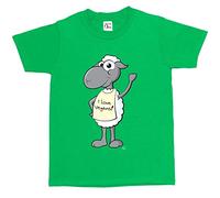 1Tee Girls I Love Vegans, Waving Sheep Character T-Shirt Green 3-4 Years