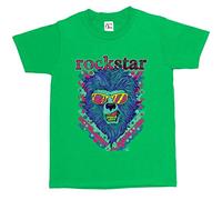 1Tee Girls Rockstar Lion Head Colourful Abstract T-Shirt Green 3-4 Years