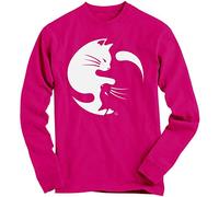 1Tee Girls Ying Yang Cats Sweatshirt Jumper Hot Pink 9-11 Years