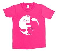 1Tee Girls Ying Yang Cats T-Shirt Hot Pink 12-14 Years