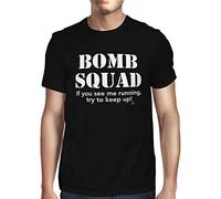 1Tee Mens Bomb Squad - If You See Me Running, Try to Keep Up T-Shirt Black Medium