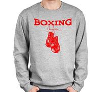 1Tee Mens Boxing Champion with Vintage Boxing Gloves Sweatshirt Jumper Heather Grey Medium