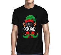 1Tee Mens Christmas Elf Squad T-Shirt Black XX-Large