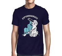 1Tee Mens Dalek Cat, Doctor Who T-Shirt Navy Blue Small