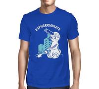 1Tee Mens Dalek Cat, Doctor Who T-Shirt Royal Blue XXXX-Large