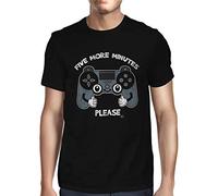 1Tee Mens Five More Minutes Please Gaming T-Shirt Black XXXX-Large