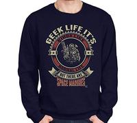 1Tee Mens Geek Life It's Like Normal Life But There are Space Marines Sweatshirt Jumper Navy Blue Large