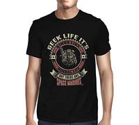 1Tee Mens Geek Life It's Like Normal Life But There are Space Marines T-Shirt Black Large
