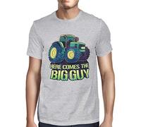 1Tee Mens Here Comes The Big Guy Tractor T-Shirt Heather Grey XXXXX-Large