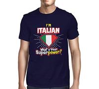 1Tee Mens I'm Italian What's Your Superpower T-Shirt Navy Blue Medium