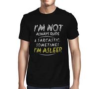 1Tee Mens I'm Not Always Rude & Sarcastic Sometimes I'm Asleep T-Shirt Black XXX-Large