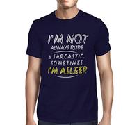 1Tee Mens I'm Not Always Rude & Sarcastic Sometimes I'm Asleep T-Shirt Navy Blue X-Large