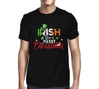 1Tee Mens Irish Chrstmas Wishes - Irish You a Merry Christmas! T-Shirt Black Large