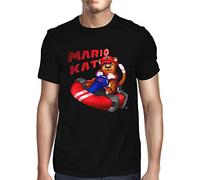 1Tee Mens Mario Kat Cat Gaming T-Shirt Black Medium