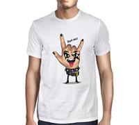 1Tee Mens Rockstar Hand T-Shirt White Medium