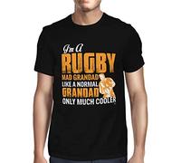 1Tee Mens Rugby Grandad, Like A Normal Grandad But Much Cooler T-Shirt Black Large
