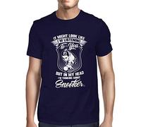 1Tee Mens Slow Down Sloth T-Shirt Navy Blue XX-Large