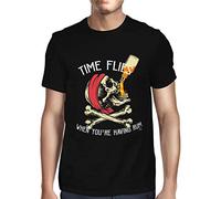 1Tee Mens Time Flies When You're Having Rum Pirate T-Shirt Black Medium