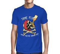 1Tee Mens Time Flies When You're Having Rum Pirate T-Shirt Royal Blue Large