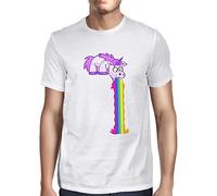 1Tee Mens Unicorn Puking and Being Sick Rainbow Juice T-Shirt White Medium