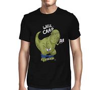 1Tee Mens Well Crap Dinosaur T-Rex T-Shirt Black XXX-Large
