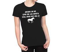 1Tee Womens If You Can Read This Put Me Back On My Horse T-Shirt Black X-Large