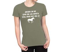1Tee Womens If You Can Read This Put Me Back On My Horse T-Shirt Olive Medium