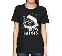 1Tee Womens Loose Fit Christmas Cat - Meowy Catmas! T-Shirt Black XXXX-Large