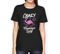 1Tee Womens Loose Fit Crazy Flamingo Lady T-Shirt Black Medium